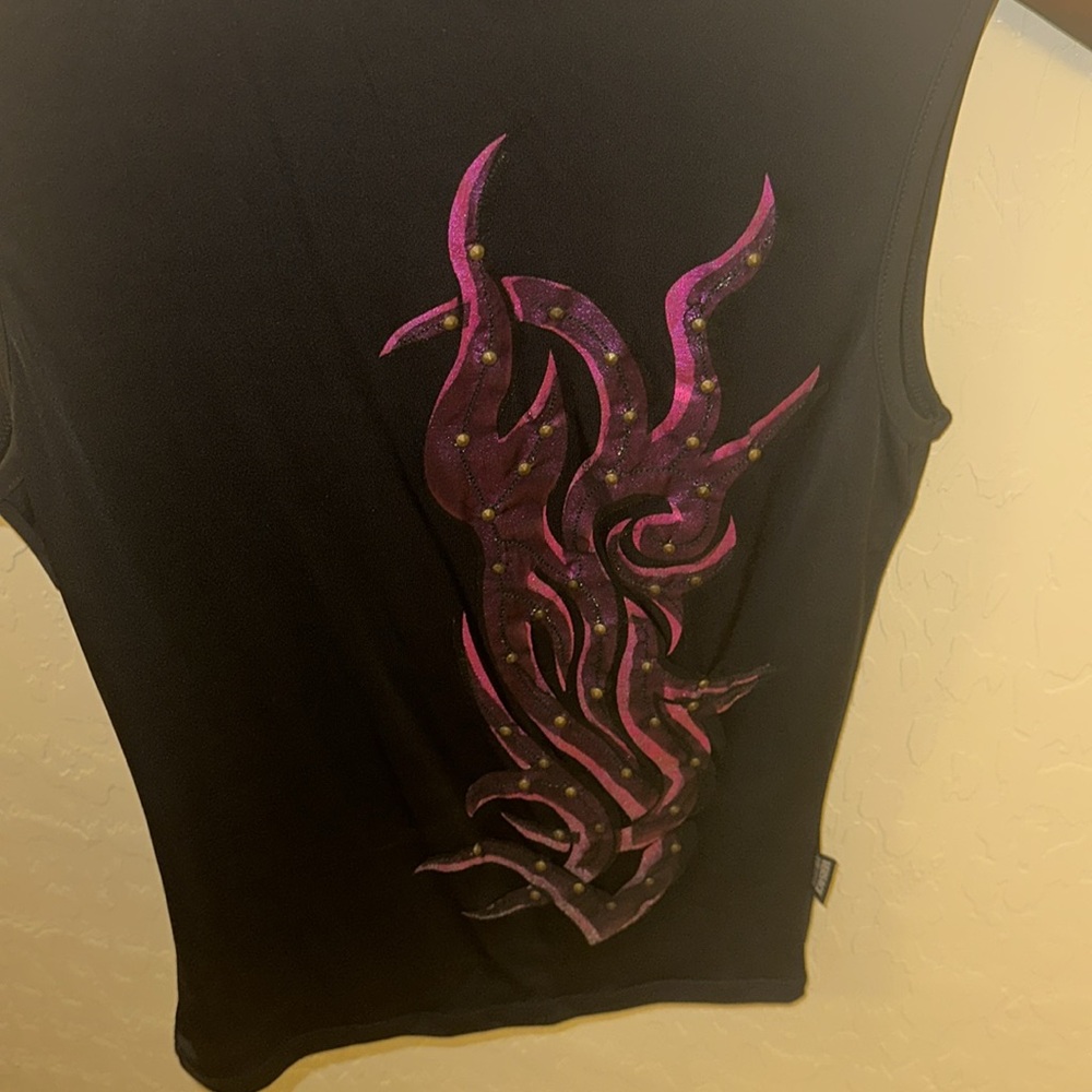 Versace Jeans Collection Black Tank with Pink Accents